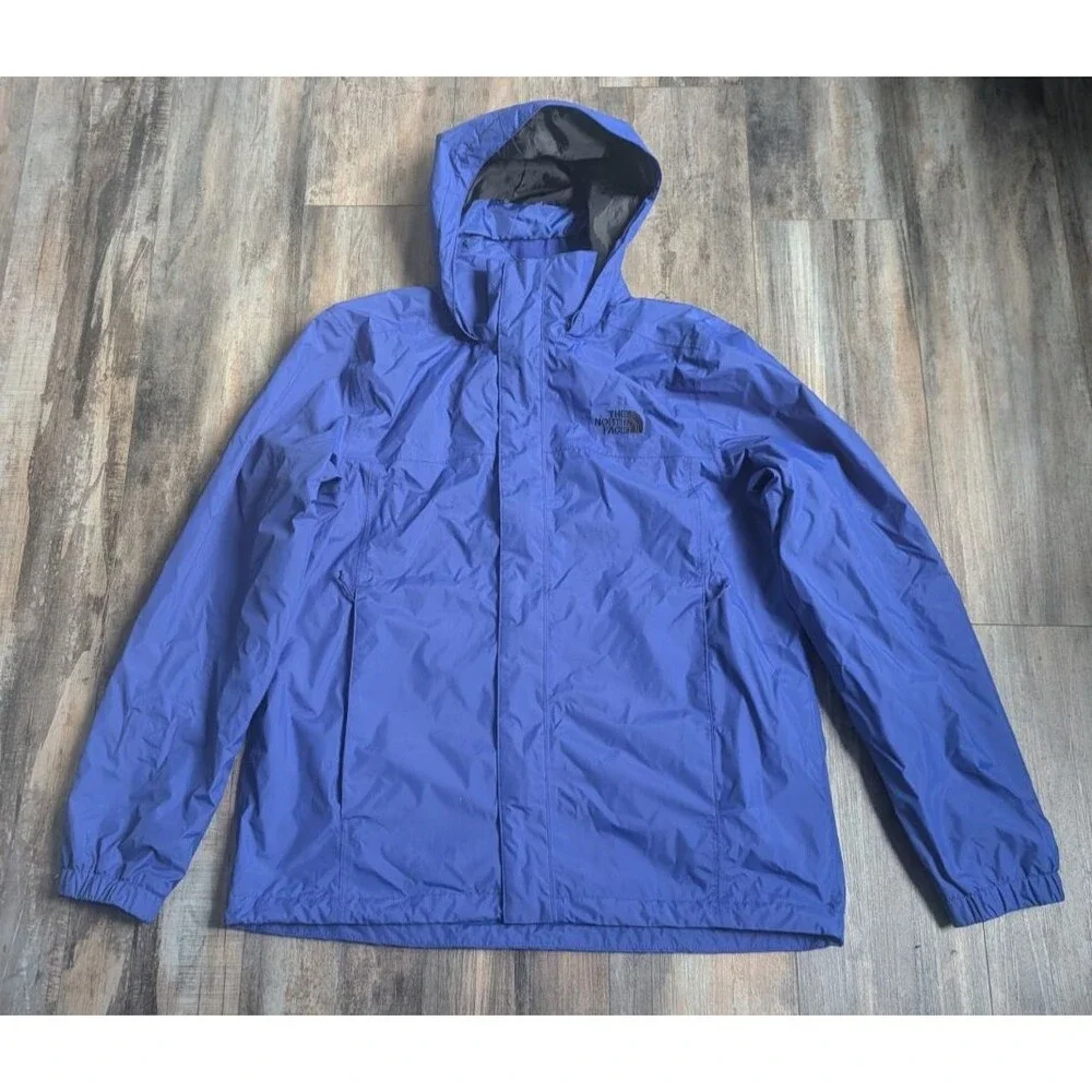 The North Face Rain Jacket Mens Large Blue Resolve 2 Dryvent Full Zip Hooded